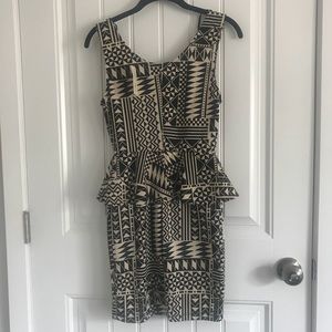 Black and Cream Bodycon with Peplum